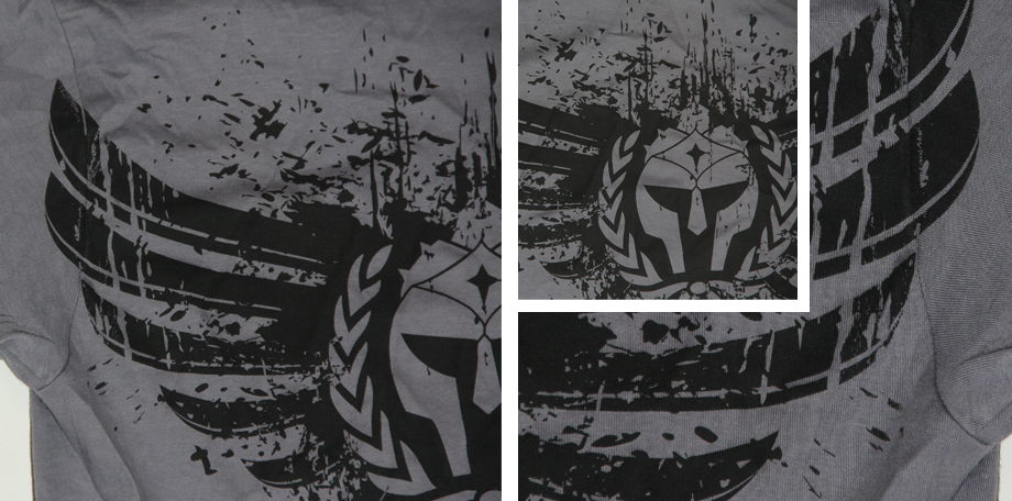 waterbase print screen printed over seams of a T-shirt